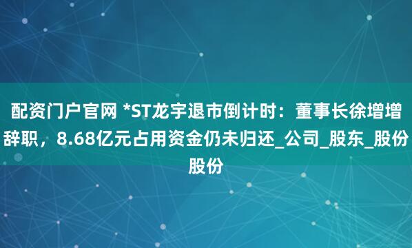 配资门户官网 *ST龙宇退市倒计时：董事长徐增增辞职，8.68亿元占用资金仍未归还_公司_股东_股份