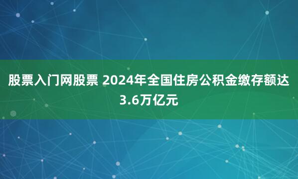 股票入门网股票 2024年全国住房公积金缴存额达3.6万亿元